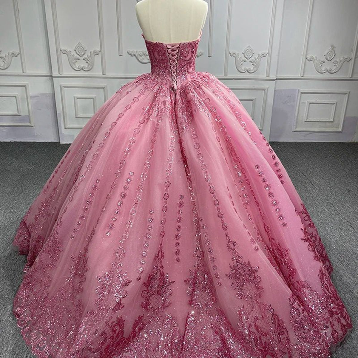 Quinceanera Dresses Romantic Court Train Ball Gown Strapless Pleated