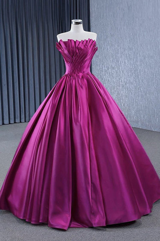 Quinceanera Dresses Novelty A-line Satin Strapless Ball Gown Evening Dresses for Women
