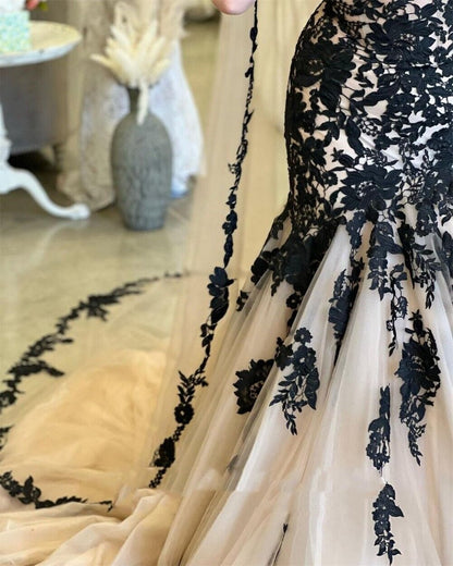 Mermaid Wedding Dresses Lace Strapless Sweep Train