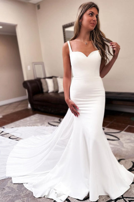 Long Chiffon Boho Wedding Dresses Sweetheart Backless