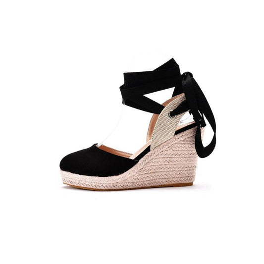 Bohemian Round Toe Platform Espadrille Wedge Heels