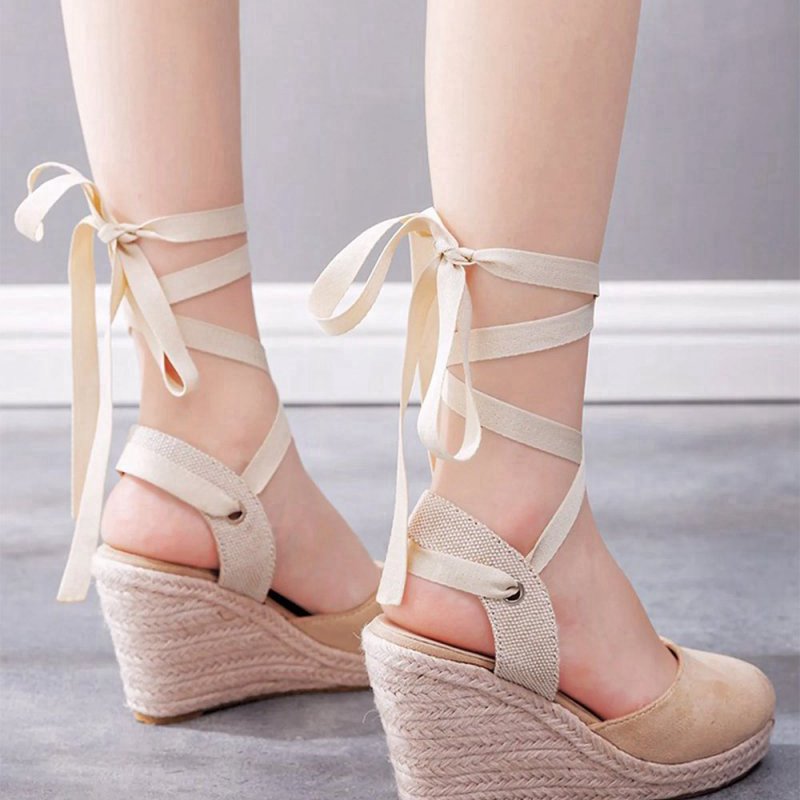 Bohemian Round Toe Platform Espadrille Wedge Heels