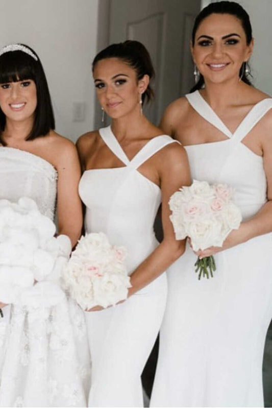 Bow-Back Mermaid Long Bridesmaid Dresses