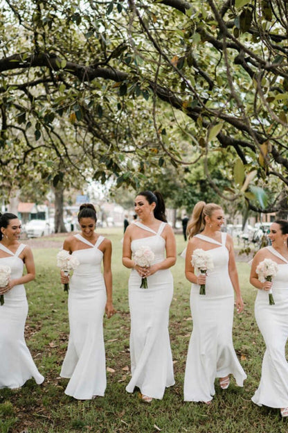 Bow-Back Mermaid Long Bridesmaid Dresses