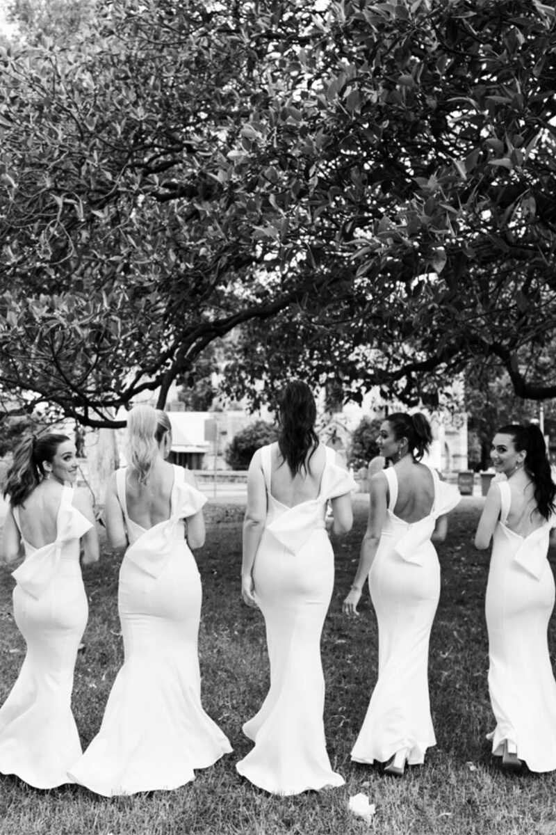 Bow-Back Mermaid Long Bridesmaid Dresses