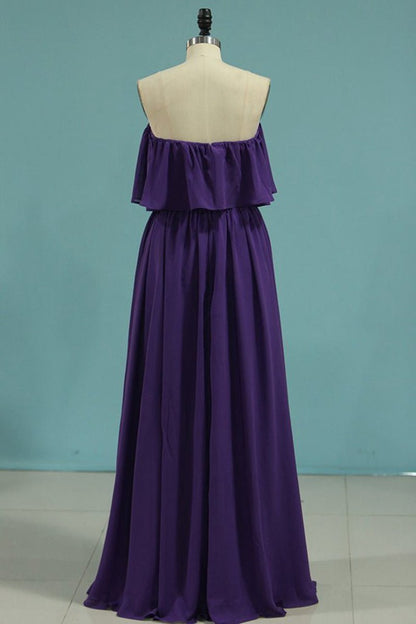 A-line Long Chiffon Off the Shoulder Mix And Match Bridesmaid Dresses