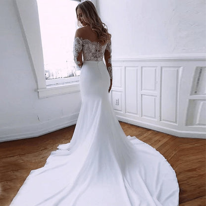 Mermaid Lace Long Sleeves Wedding Dresses with Appliques