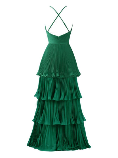 A-line Tie Floor Length Chiffon Bridesmaid Dresses