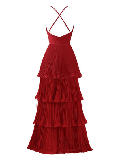 A-line Tie Floor Length Chiffon Bridesmaid Dresses