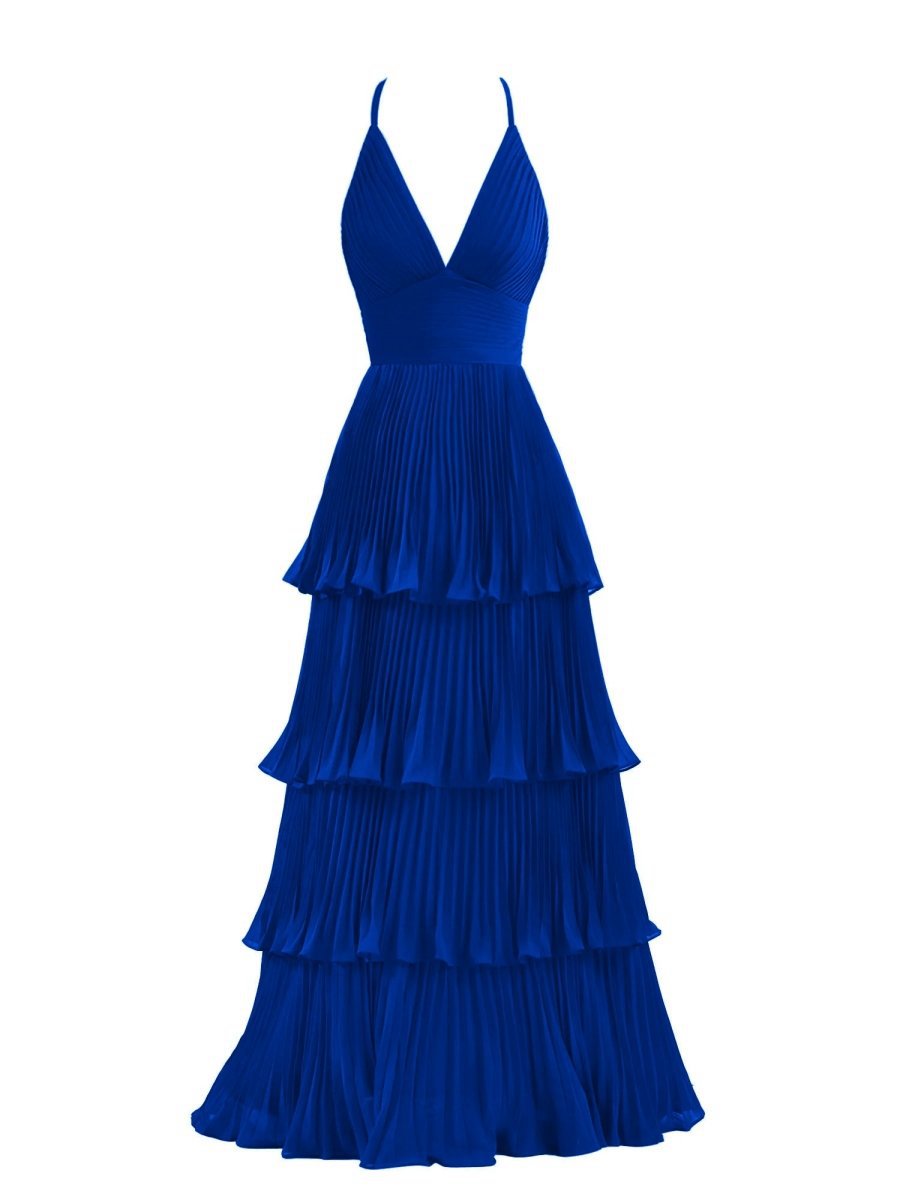 A-line Tie Floor Length Chiffon Bridesmaid Dresses
