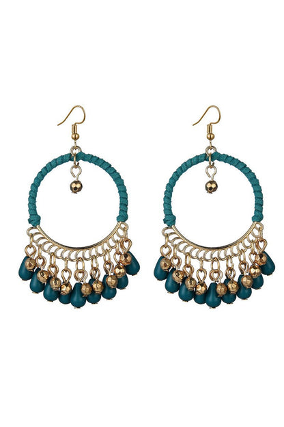Peacock Boho Hoop Drop Earring