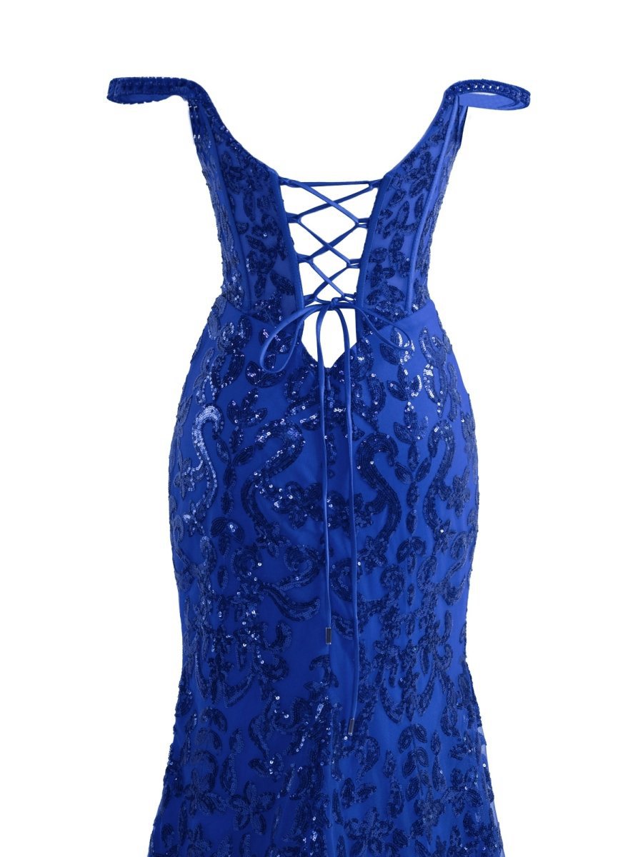 Sparkly Sheath Sequins Long Prom Dresses with Slit
