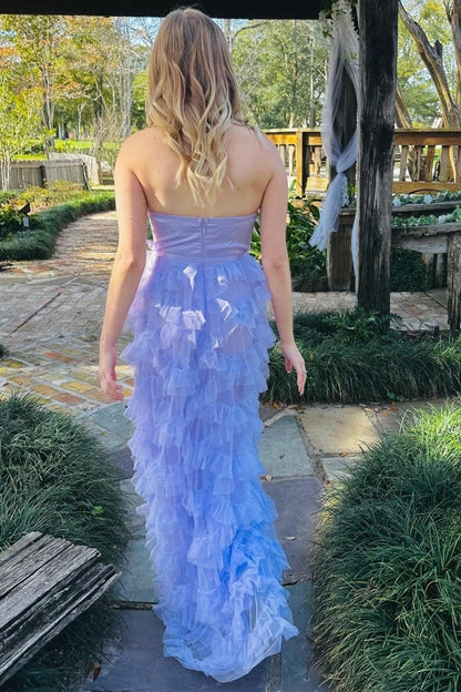 Sweetheart Bow Belt Ruffle Maxi Dresses
