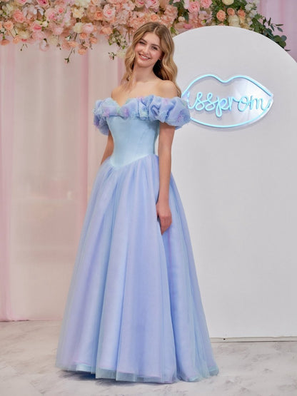 Cinderella Tulle Off the Shoulder with Crystals & Butterflies Ball Gown