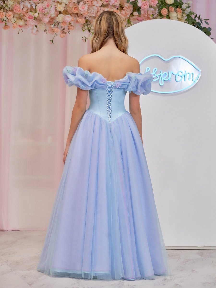 Cinderella Tulle Off the Shoulder with Crystals & Butterflies Ball Gown