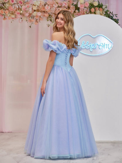 Cinderella Tulle Off the Shoulder with Crystals & Butterflies Ball Gown