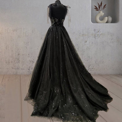 Glitter Lace Tulle Sweetheart Corset Court Wedding Dresses