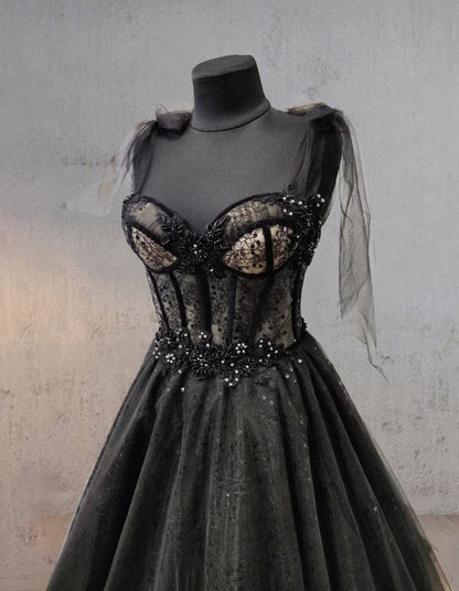 Glitter Lace Tulle Sweetheart Corset Court Wedding Dresses