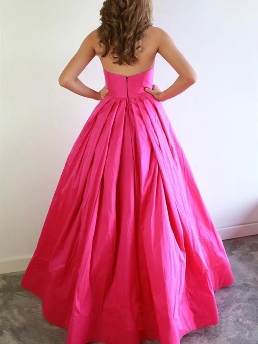 Chic A-line Sweetheart Prom Dresses Satin Prom Dresses Evening Dresses