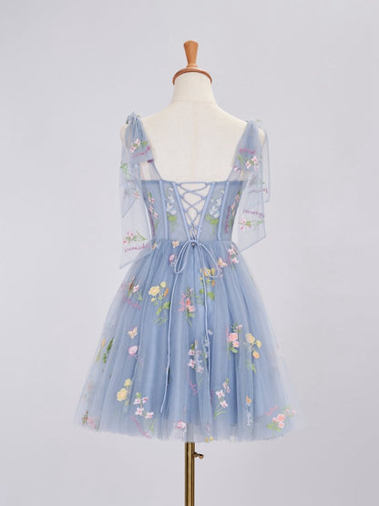 Trendy A-line Spaghetti Straps Short Homecoming Dresses with Embroidery