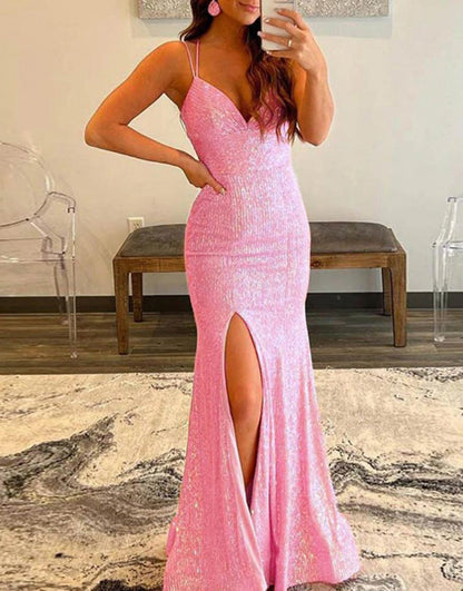 Sparkly Sequins Mermaid Long Prom Dresses