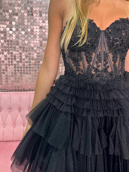 A-line Sweetheart Homecoming Dresses with Ruffles
