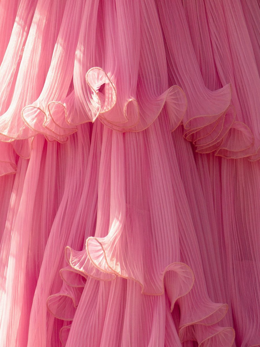 Strapless A-line Tie Crinkled Tulle Prom Dresses