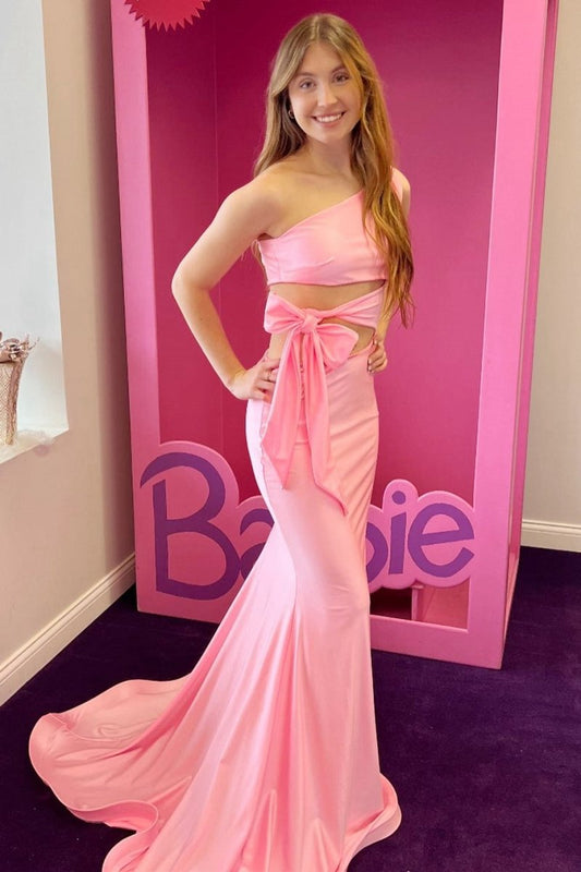 One-Shoulder Cutout Trumpet Long Prom Dresses