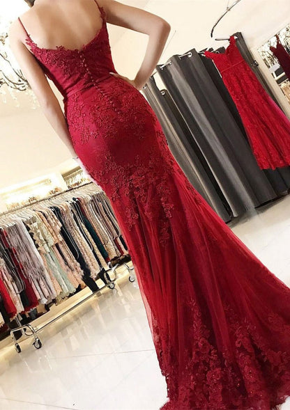 Mermaid Sweetheart Sleeveless Floor-Length Tulle Prom Dresses with Appliqued