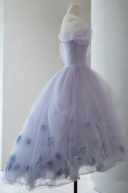 Tulle Short A-line Prom Dresses Cute Off the Shoulder Party Dresses