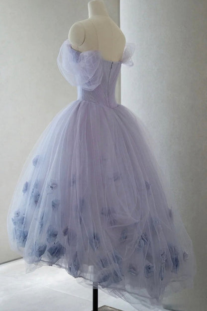 Tulle Short A-line Prom Dresses Cute Off the Shoulder Party Dresses