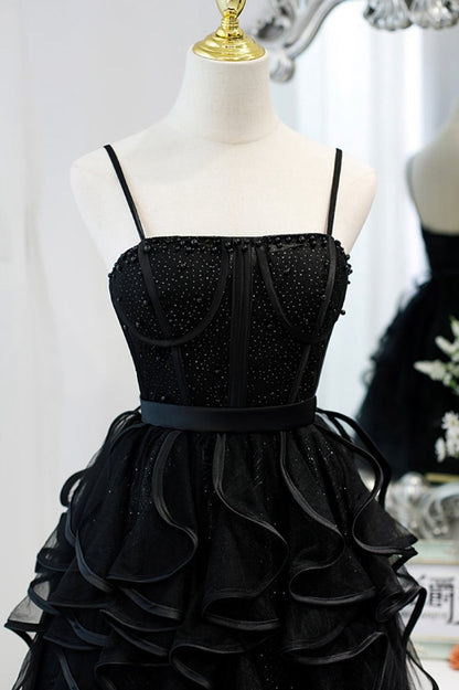 A-line Spaghetti Strap Tulle Short Homecoming Dresses