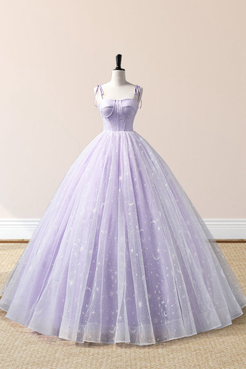 Tulle Straps Floor Length Evening Dresses A-line Prom Dresses
