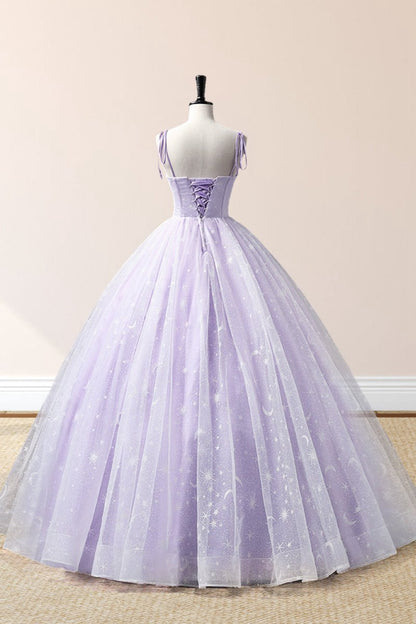 Tulle Straps Floor Length Evening Dresses A-line Prom Dresses