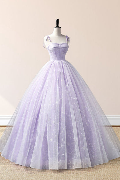 Tulle Straps Floor Length Evening Dresses A-line Prom Dresses
