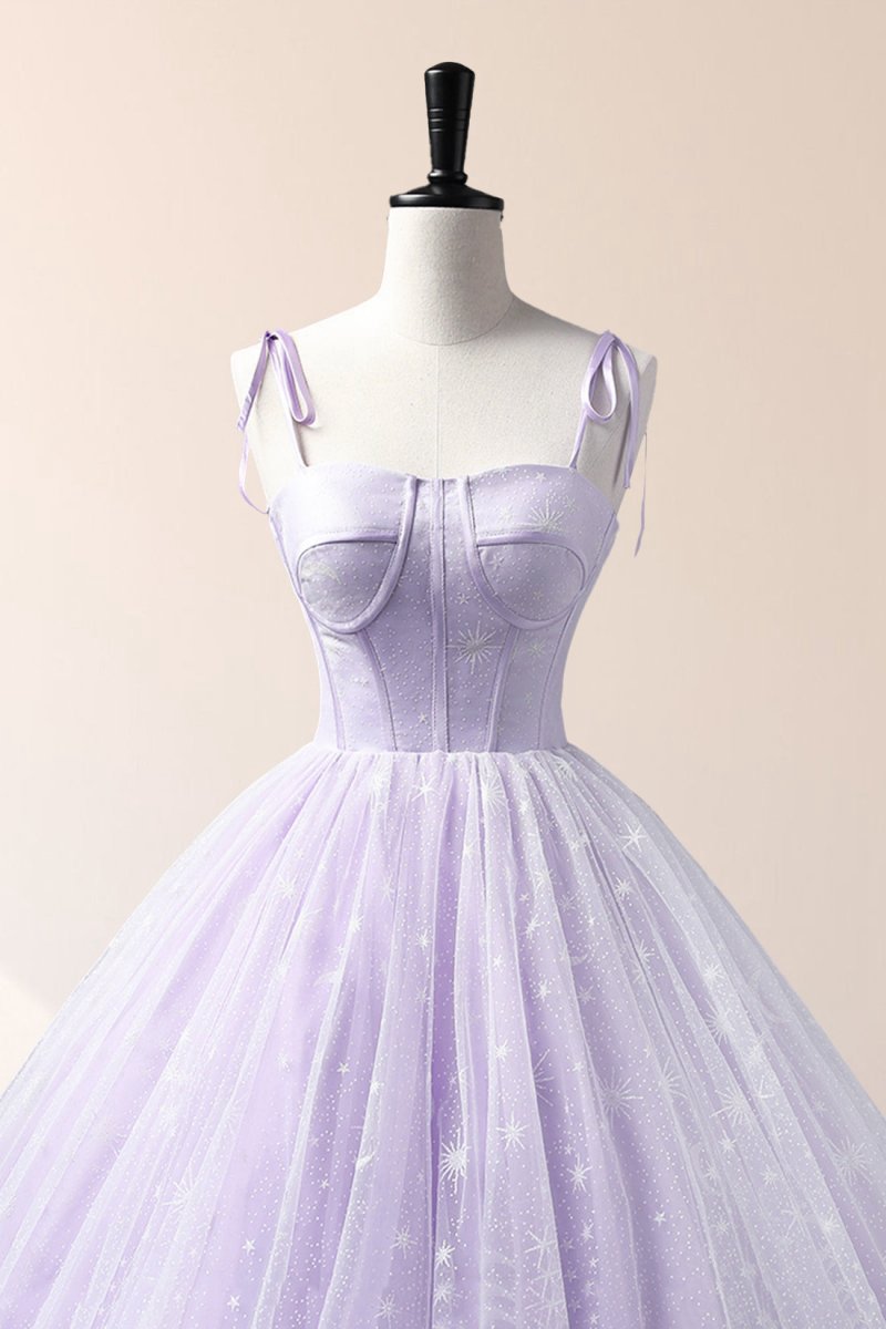 Tulle Straps Floor Length Evening Dresses A-line Prom Dresses