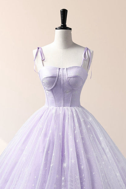 Tulle Straps Floor Length Evening Dresses A-line Prom Dresses