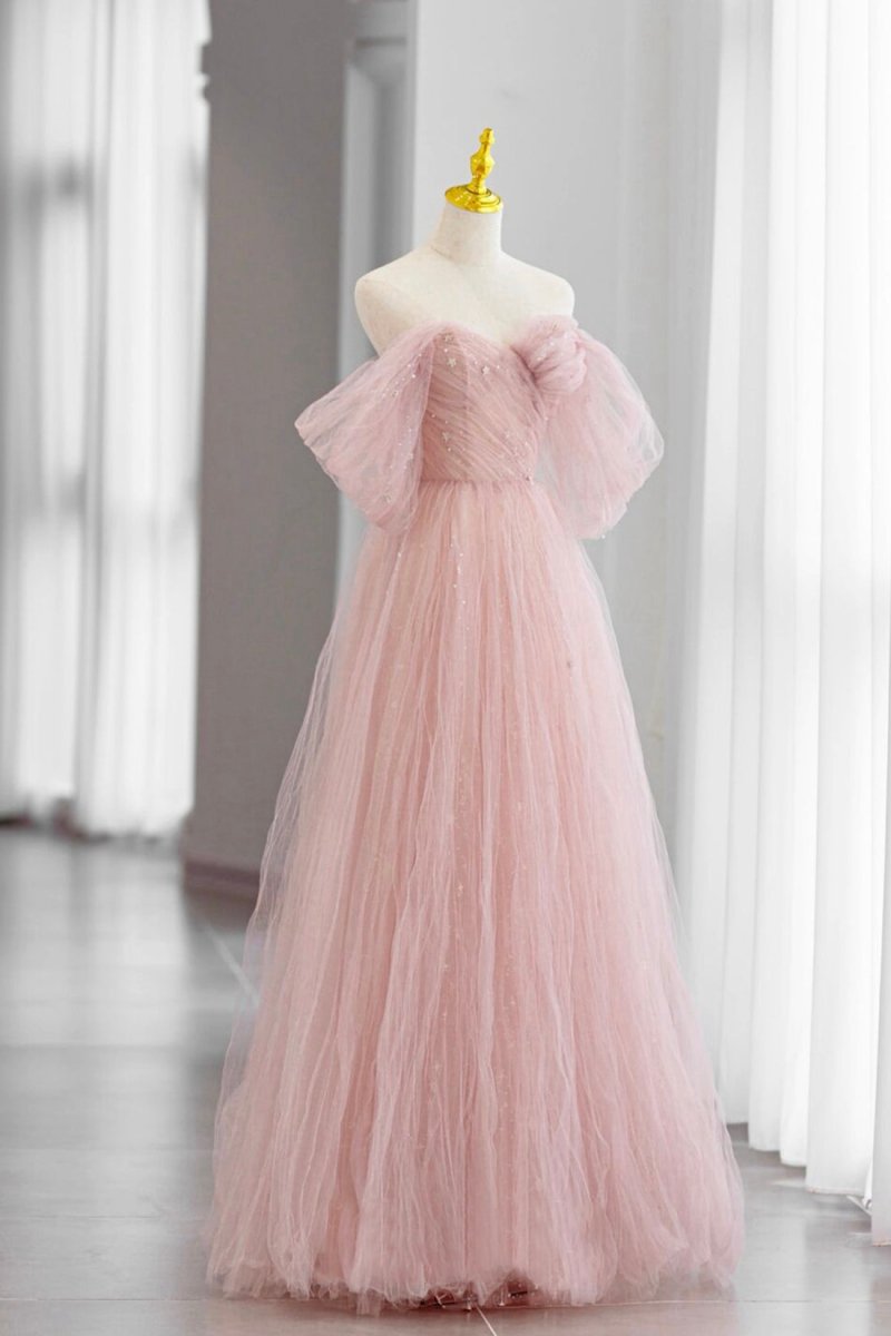 Tulle Floor Length Prom Dresses Cute A-line Evening Party Dresses