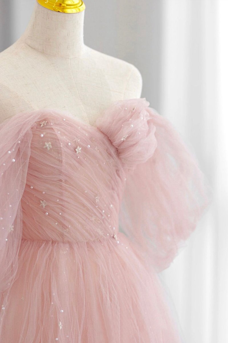 Tulle Floor Length Prom Dresses Cute A-line Evening Party Dresses