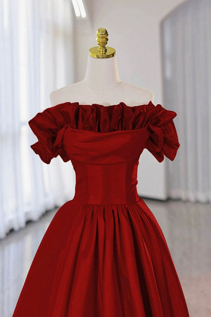 Strapless Satin Long Prom Dresses A-line Evening Party Dresses