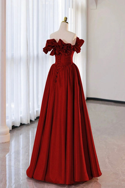 Strapless Satin Long Prom Dresses A-line Evening Party Dresses