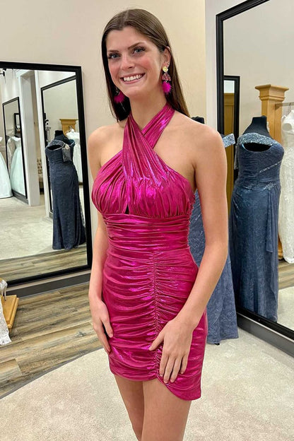 Halter Ruched Short Party Dresses
