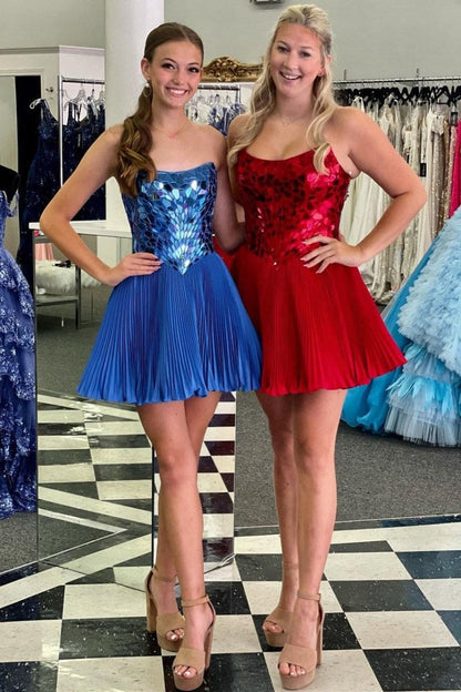 Cut Glass Mirror Strapless A-line GatheParty Dresses
