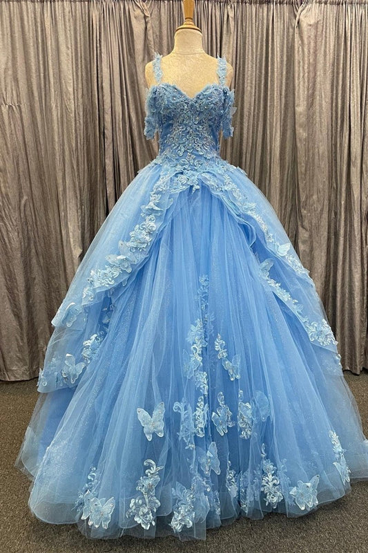 Tulle Sweetheart Multi-Layer with 3D Floral Lace Quinceanera Dresses