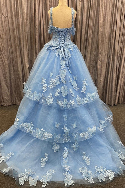 Tulle Sweetheart Multi-Layer with 3D Floral Lace Quinceanera Dresses