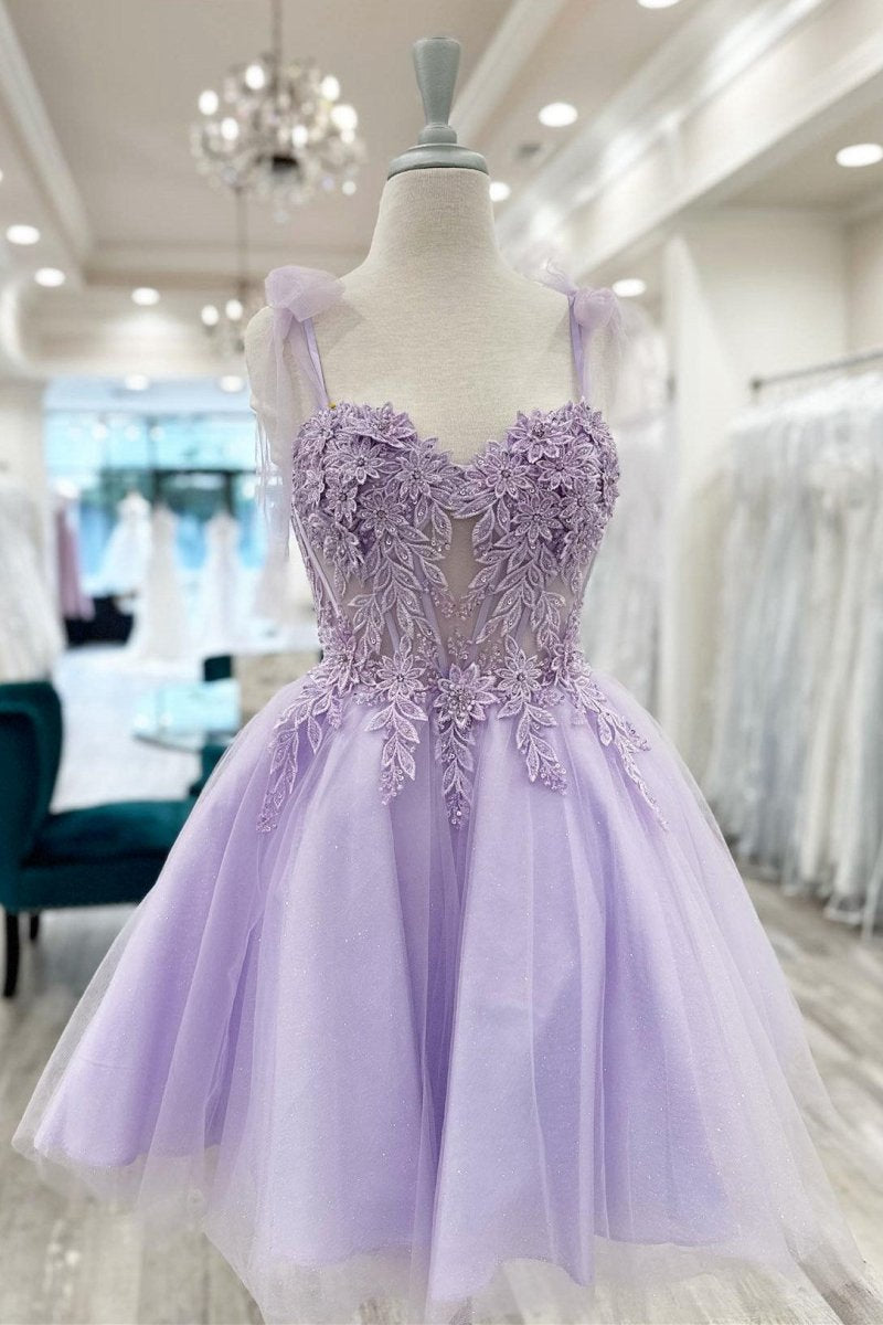 Floral Appliques Sweetheart A-line Short Homecoming Dresses