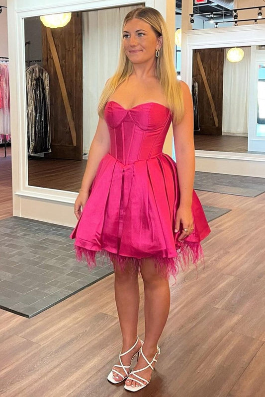 Feathers Sweetheart A-line Short Formal Dresses