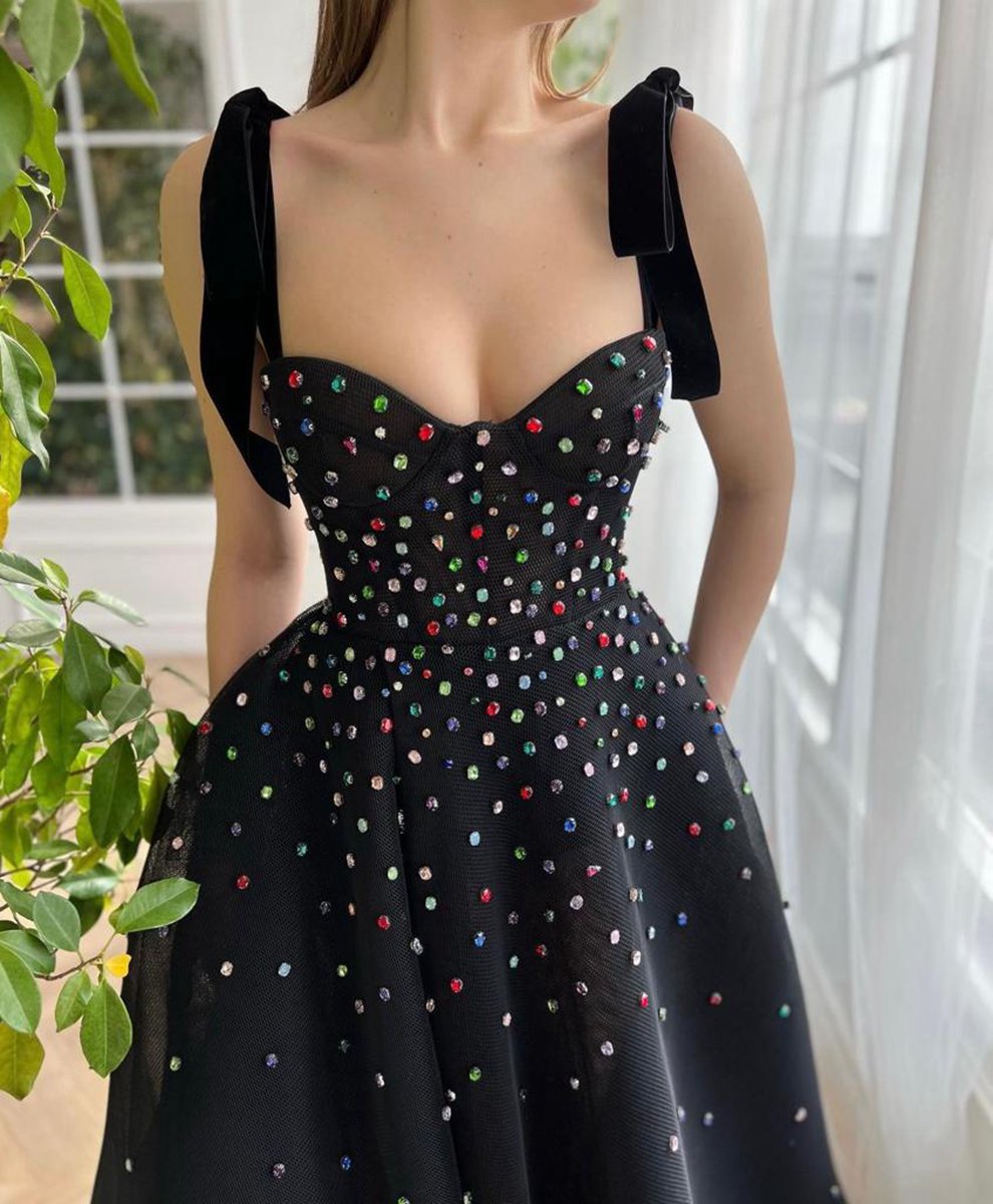 Tulle Bejeweled Cosmic Gown Sweep Train with Slit