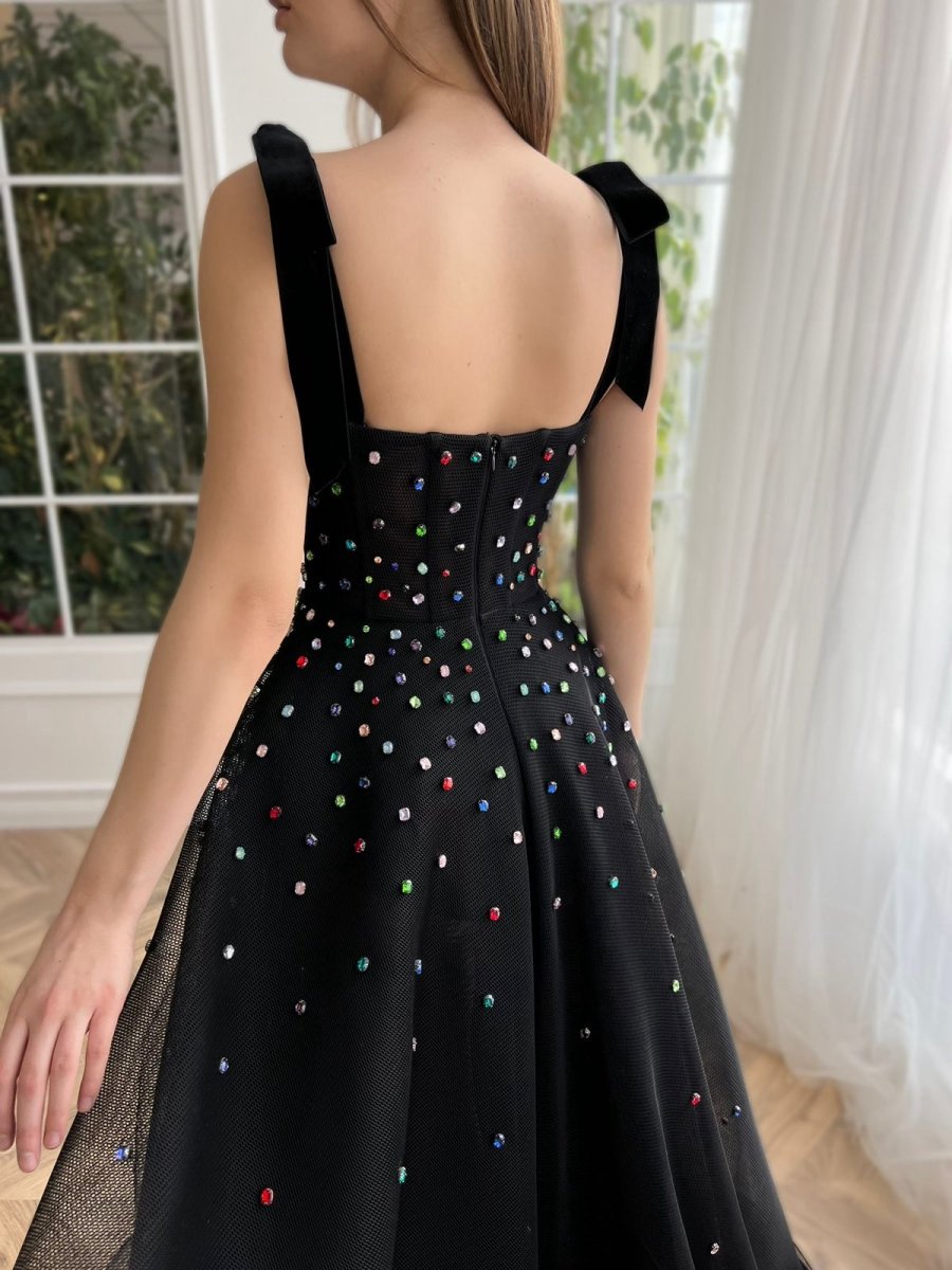 Tulle Bejeweled Cosmic Gown Sweep Train with Slit