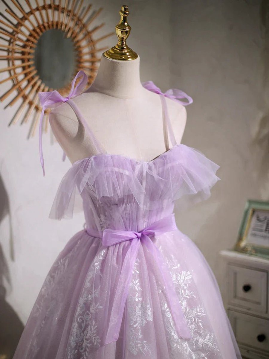 Sweet A-line Short Party Dresses Homecoming Dresses with Ribbon